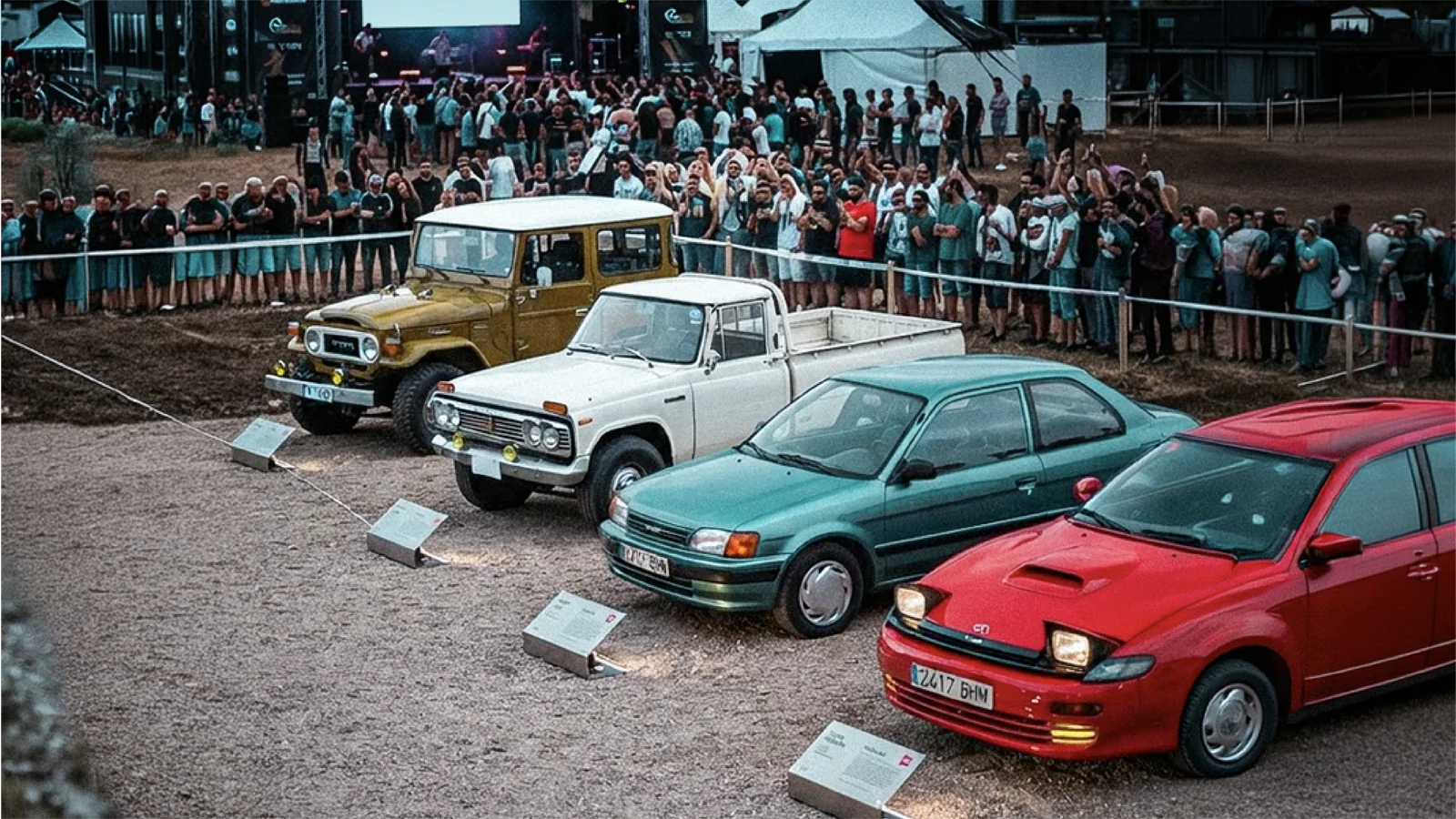 Vehículos clásicos Toyota exhibidos en un museo